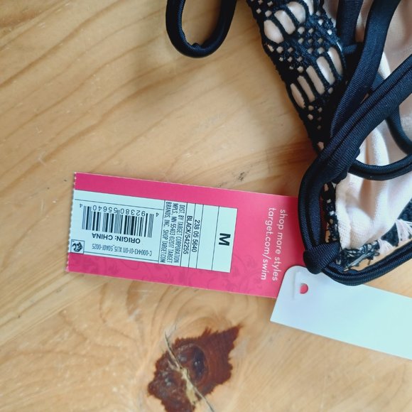 🎀3/$30 NWT! Bathing Suit Bikini Bottom - Nude (Peach) and black crochet 3321 - Picture 4 of 9